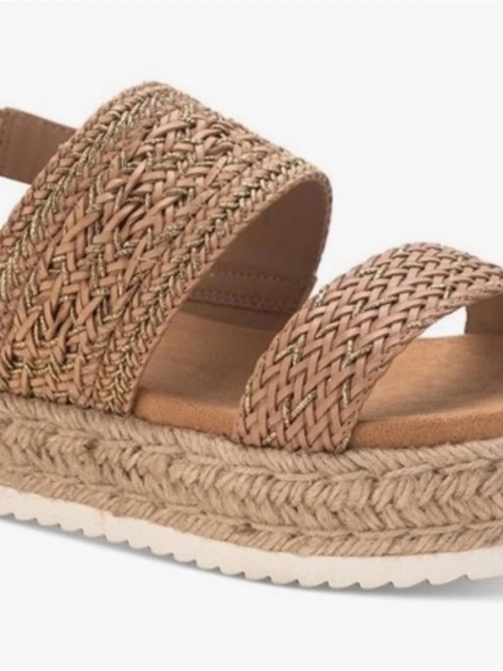 Braided Espadrille Platform Sandals in Tan